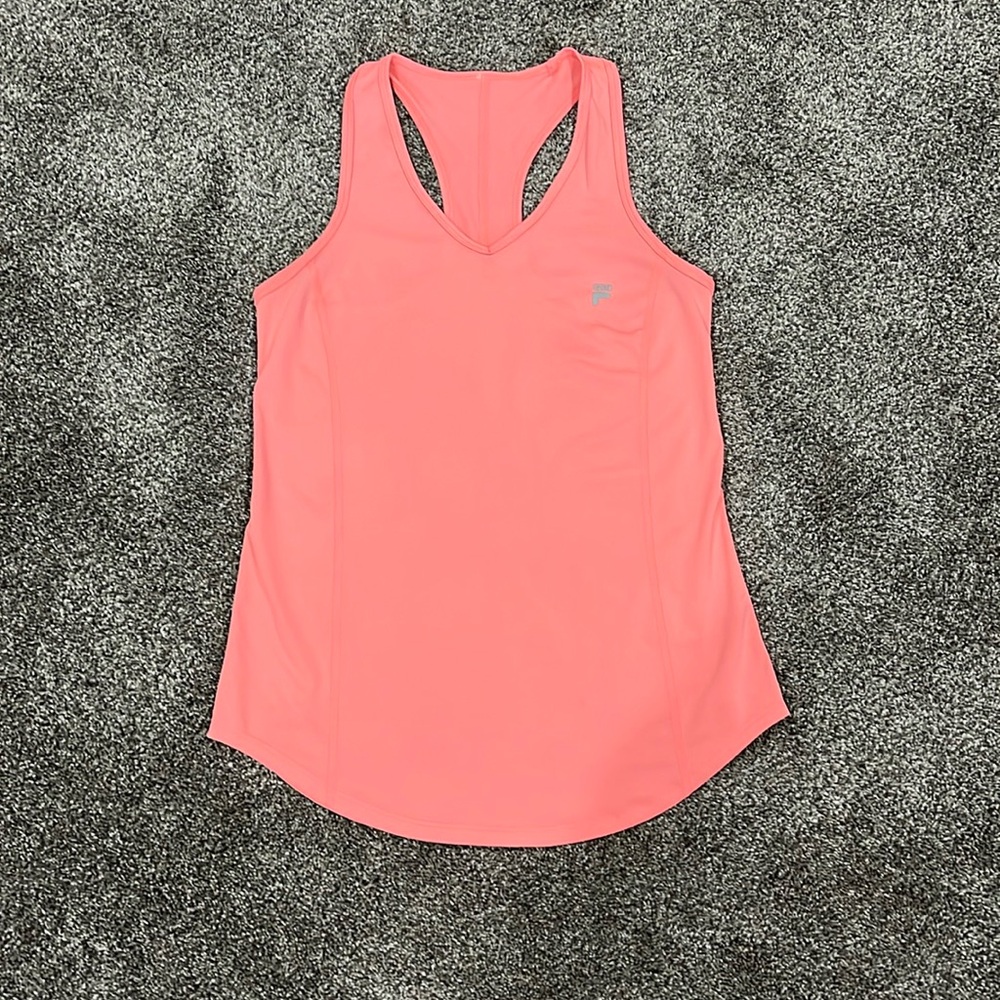 Fila Sport V-Neck Racerback Tank Top Coral Pink Size Extra Small